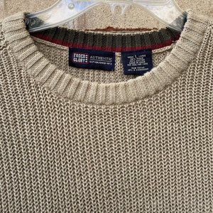 Faded Glory Mens Rib Knit Sweater Sz L Beige Crew Neck Raglan Ramie Cotton